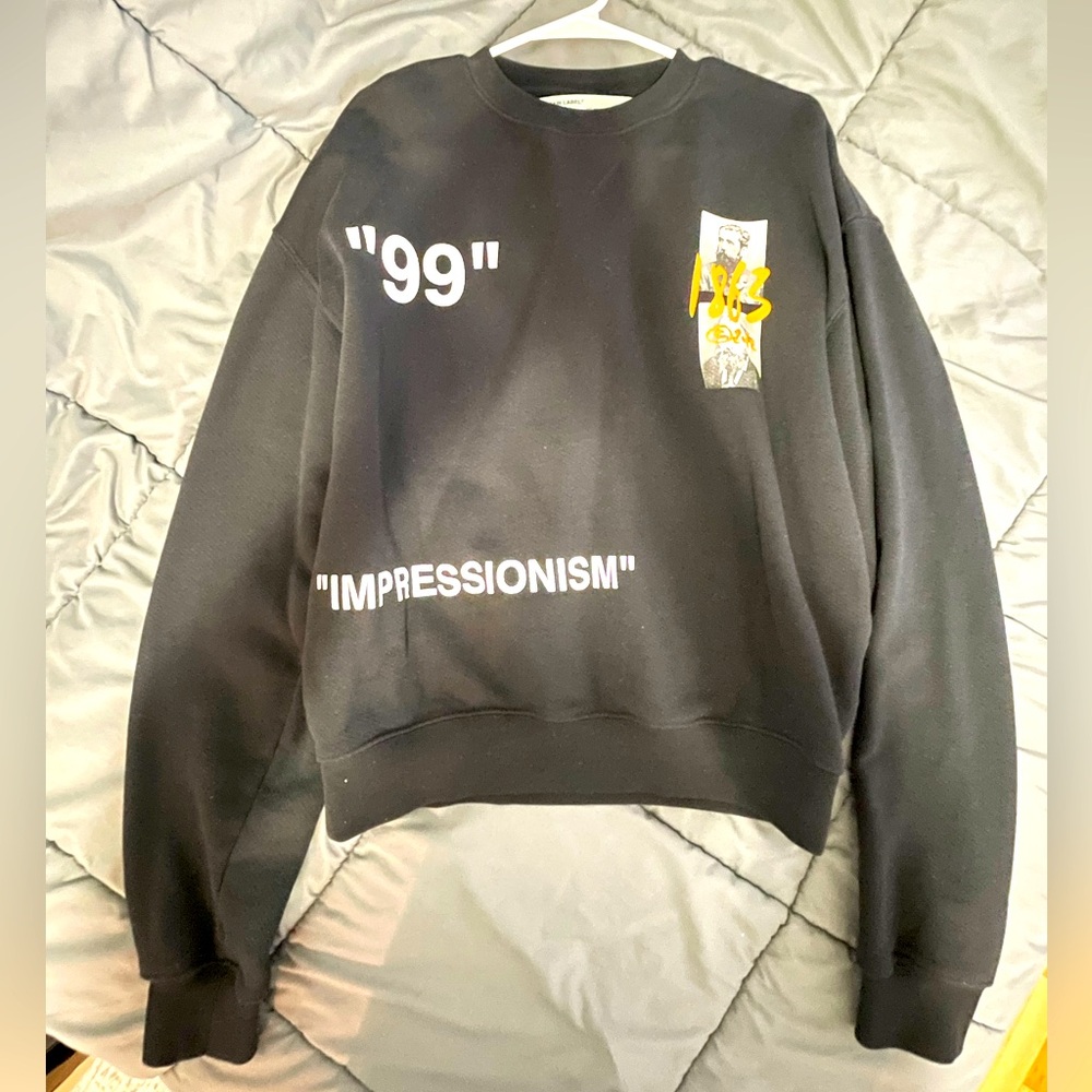 Off-White Black and Yellow Graphic Crewneck Sweater